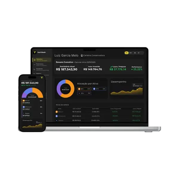 App exclusivo Vault Capital de gestão de carteira